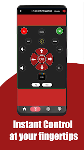 Full LG remote with power, D-pad, volume, channel, and vibration toggle