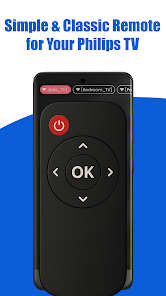 Simple and classic remote interface for Philips TVs with multi-device selection