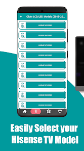 Easily select your Hisense TV model or series in the app